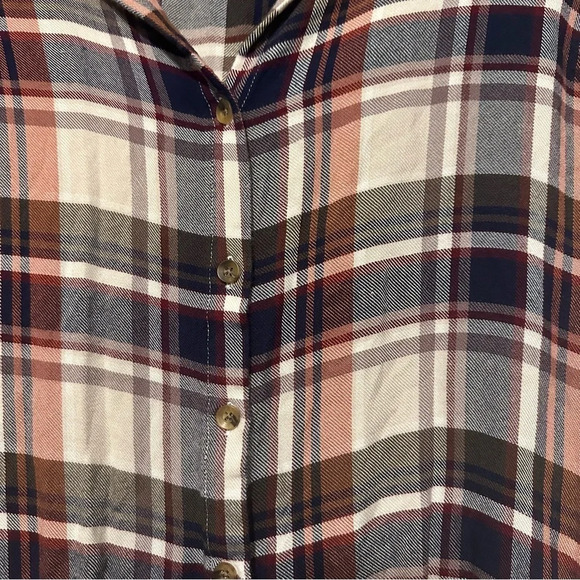 Thread & Supply plaid long sleeve button up blouse olive copper size M - Picture 2 of 7